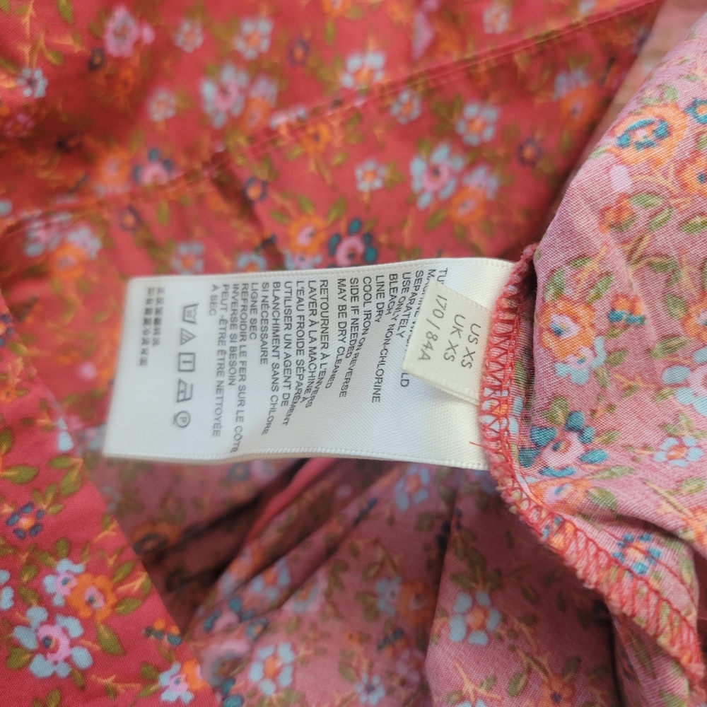 Free People Floral Print Petunia Poppy Combo Texture Piecing Front Scoop Crissc - Picture 14 of 16